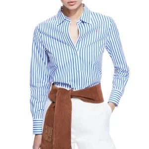 CHCH Brand New Women Shirts Slim Waist Design Blouse Vintage Embroidery Female Blouses 2024 Fashion Stripe Office Ladies Shirts