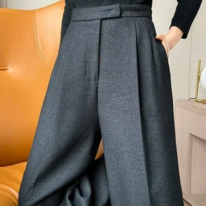 New Autumn Slim High Waist Straight Women's Pants Casual Solid Color Loose Chic Female Wide Leg Pants Fashion Office Ladies pant