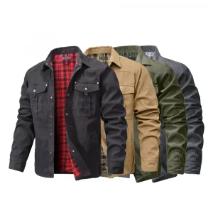 Men's Jackets Spring Flannel Lined Shirt Coat Shacket Casual Snap Button Overshirt Western Cowboy Style High Quality Top US Size
